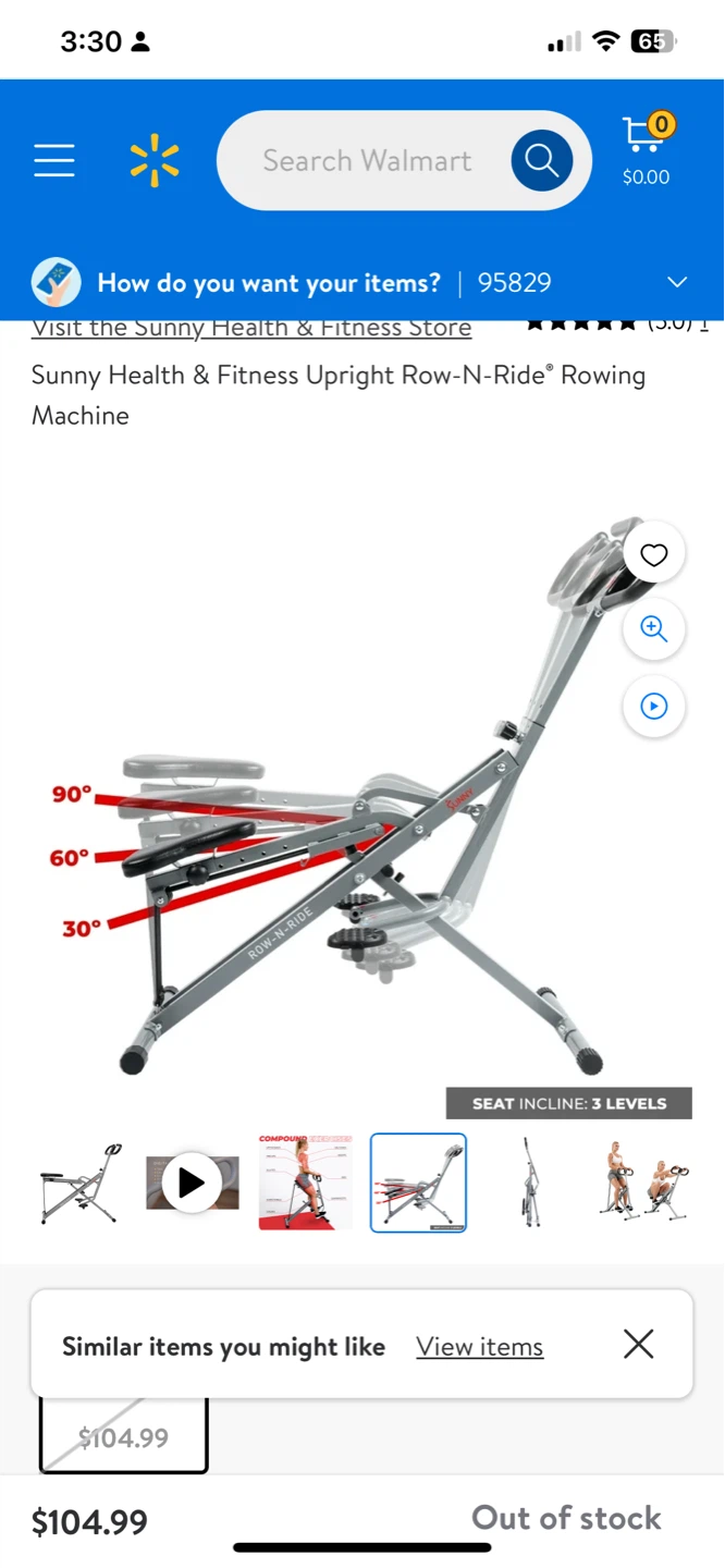 Sunny Health & Fitness Upright Row-N-Ride Rowing Machine