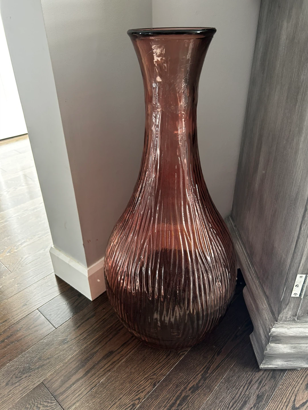 Large Amber/Rose Glass Vase