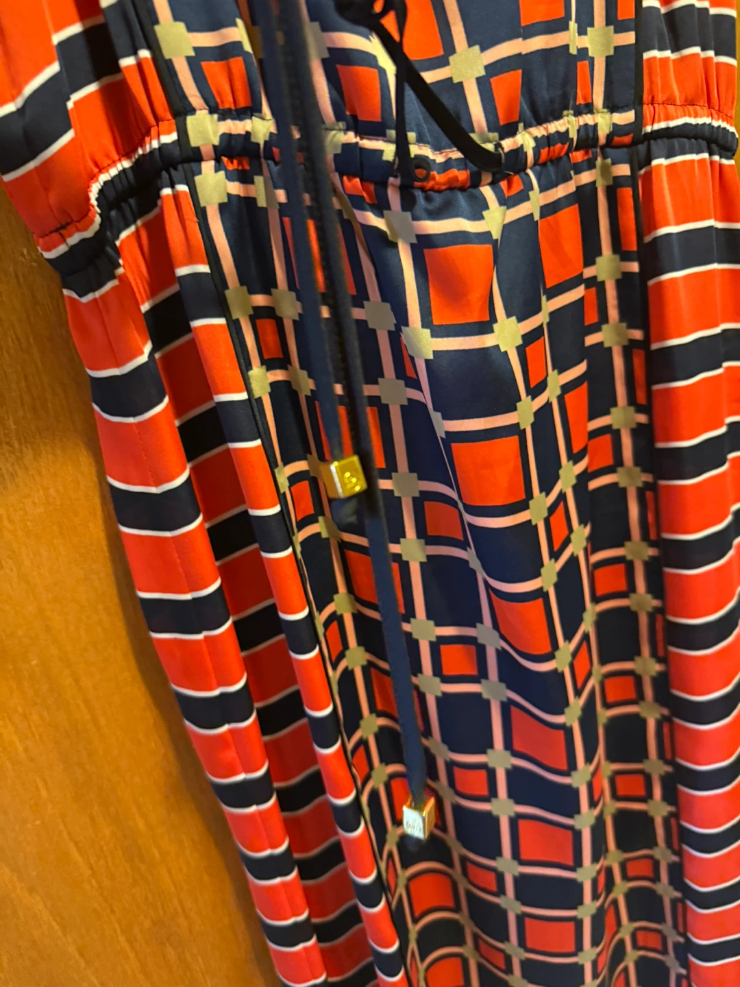 MICHAEL Michael Kors Maxi Dress Blue Red Geometric Print Size L - photo 4