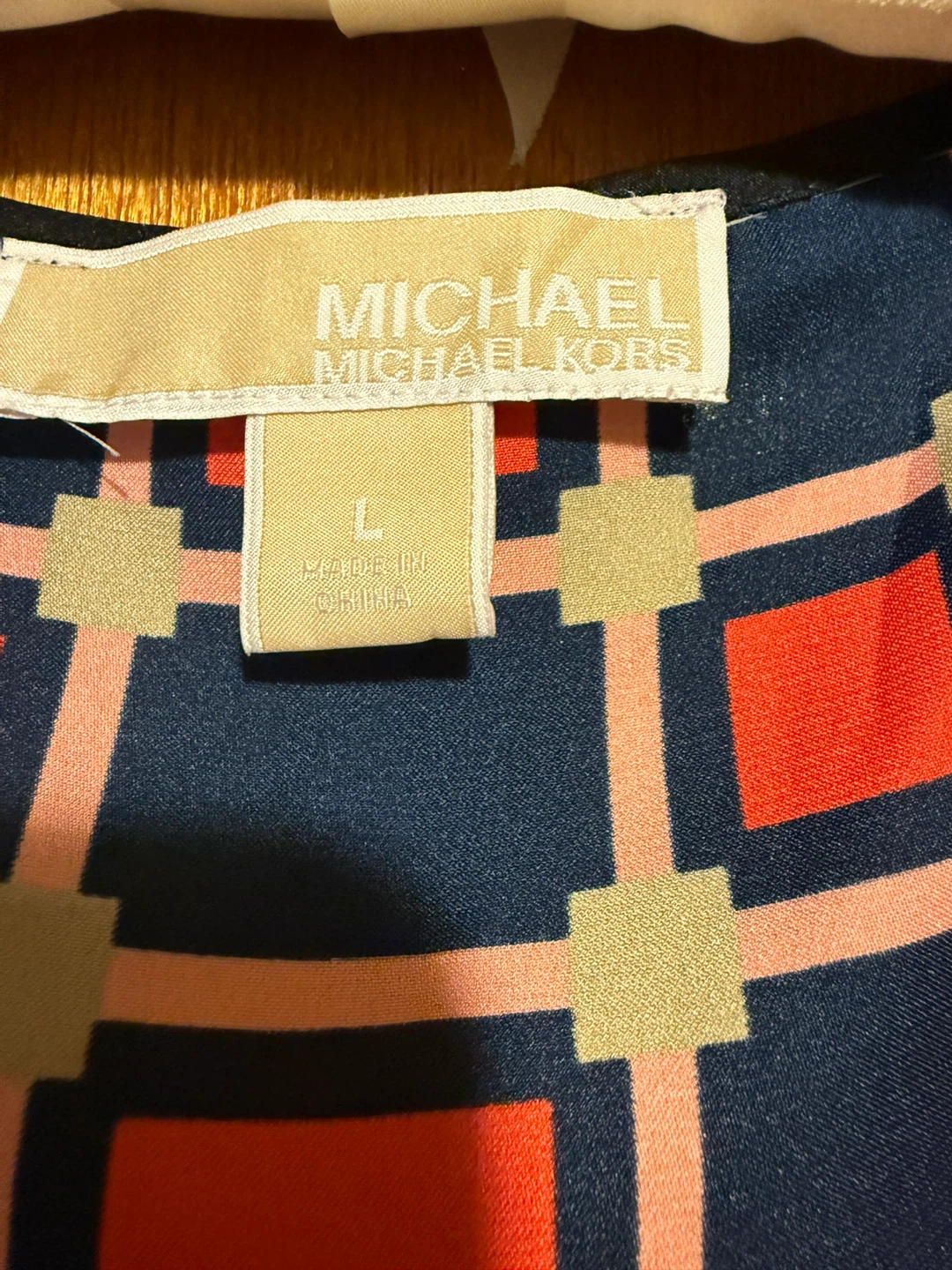 MICHAEL Michael Kors Maxi Dress Blue Red Geometric Print Size L - photo 3