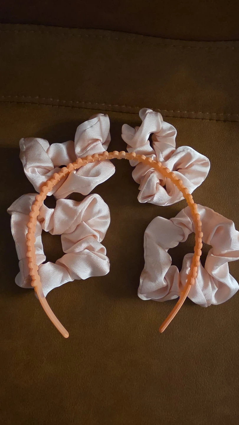 Peach Satin Scrunchies & Headband Set
