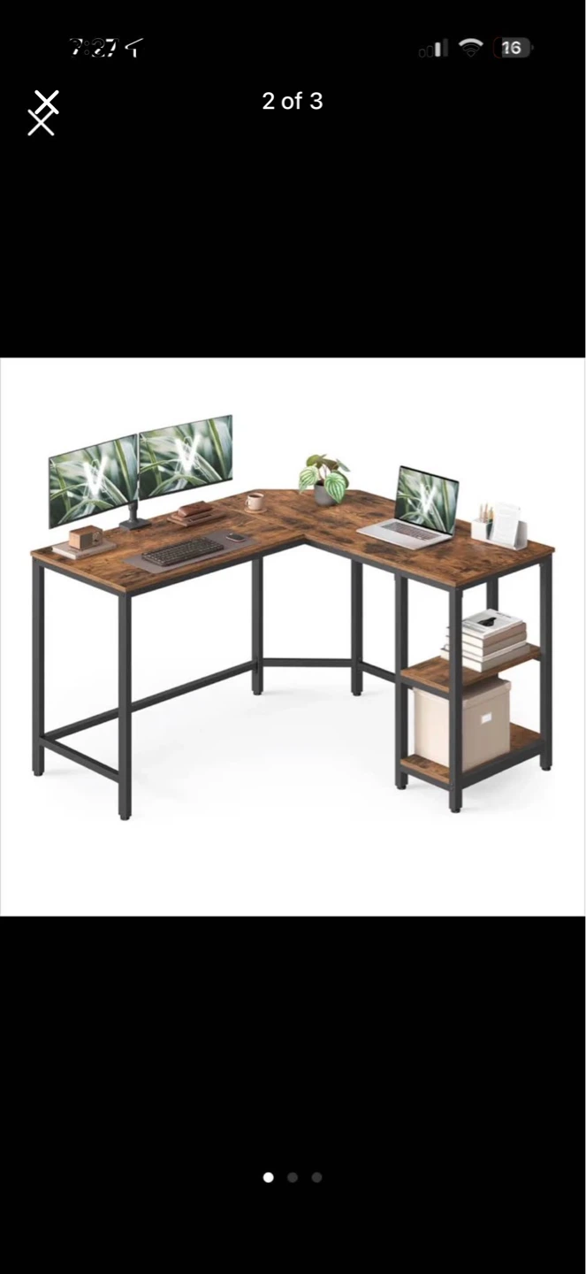L-Shaped Corner Desk with Shelves - photo 2