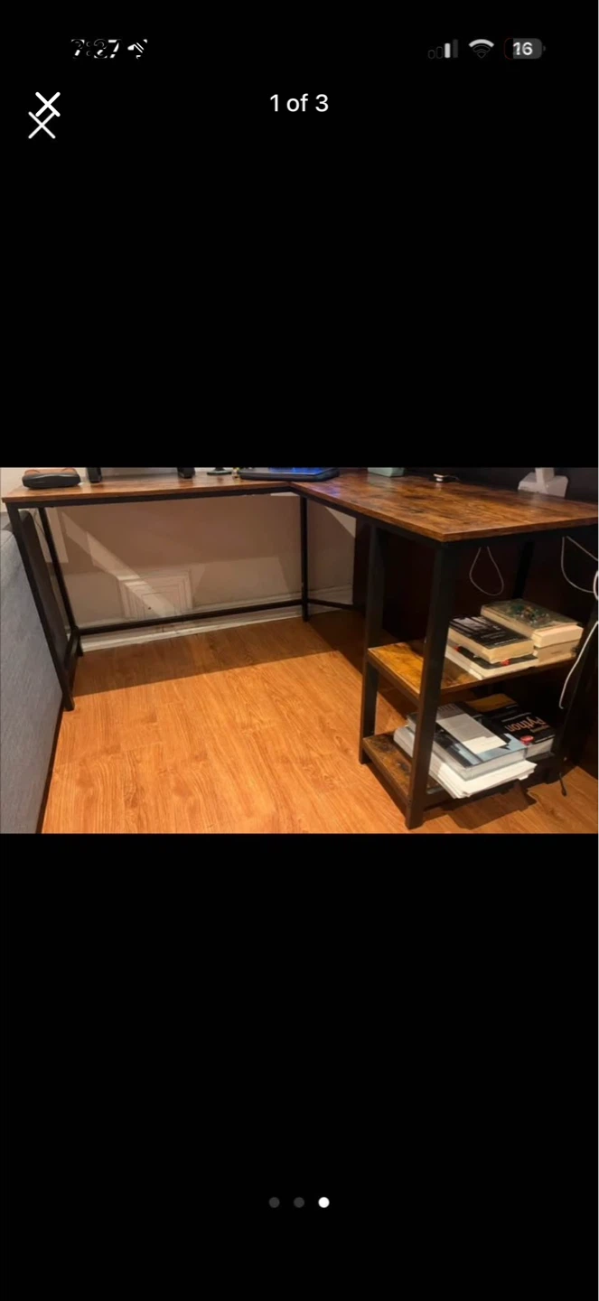 L-Shaped Corner Desk with Shelves