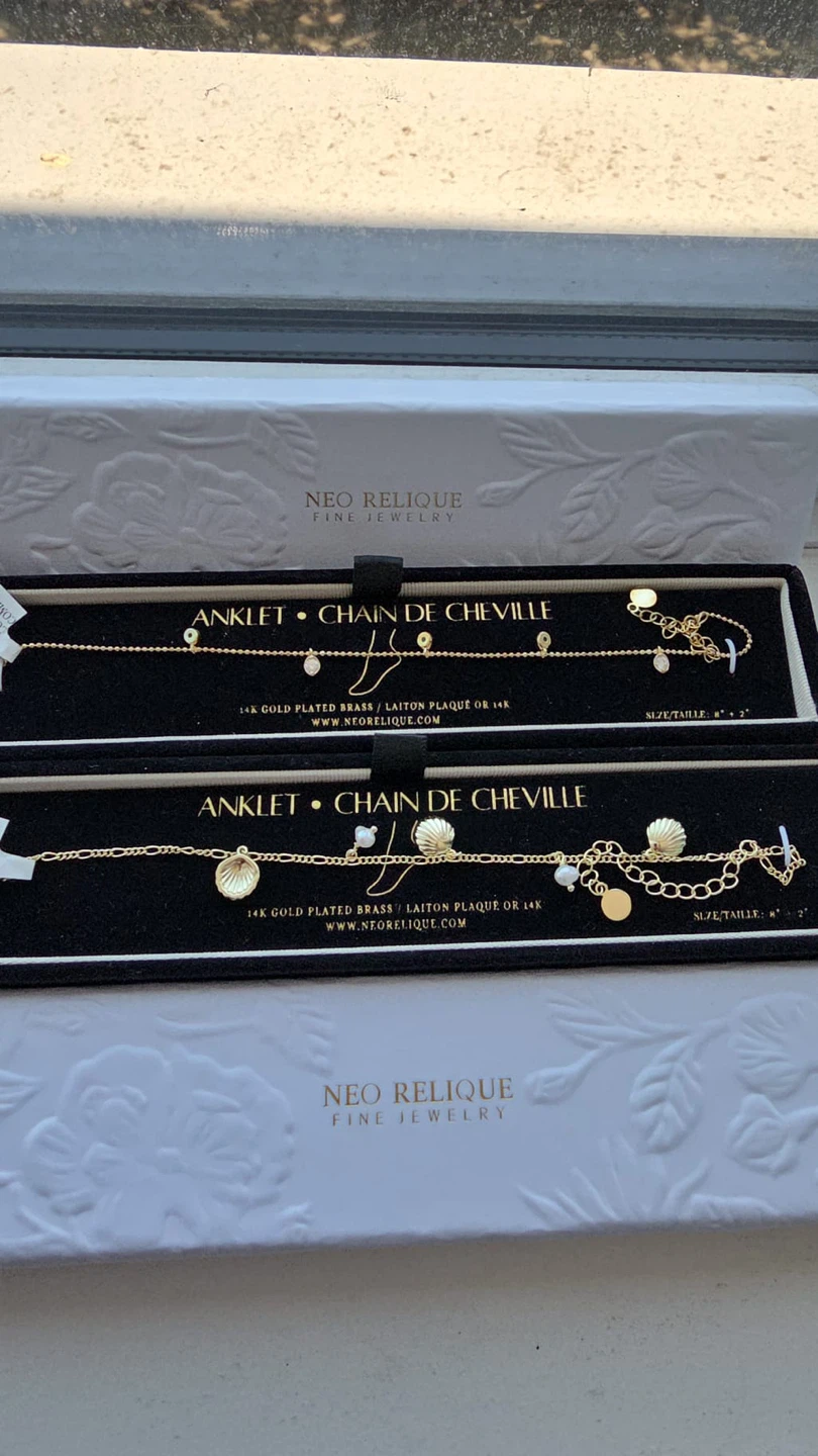 Neo Relique 14K Gold Plated Anklets - Set of 2