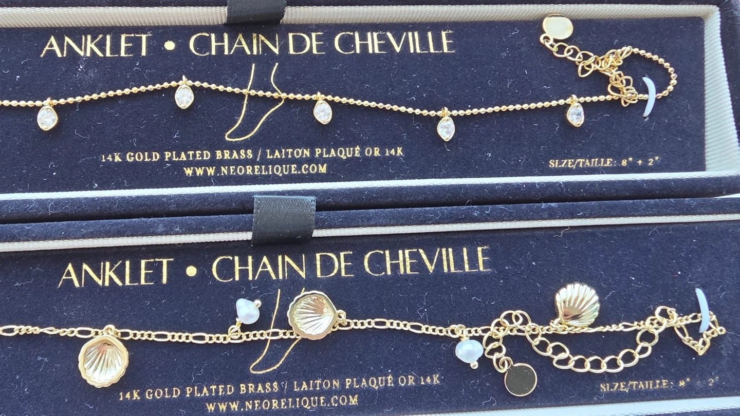 Neo Relique 14K Gold Plated Anklets - Set of 2 - photo 2