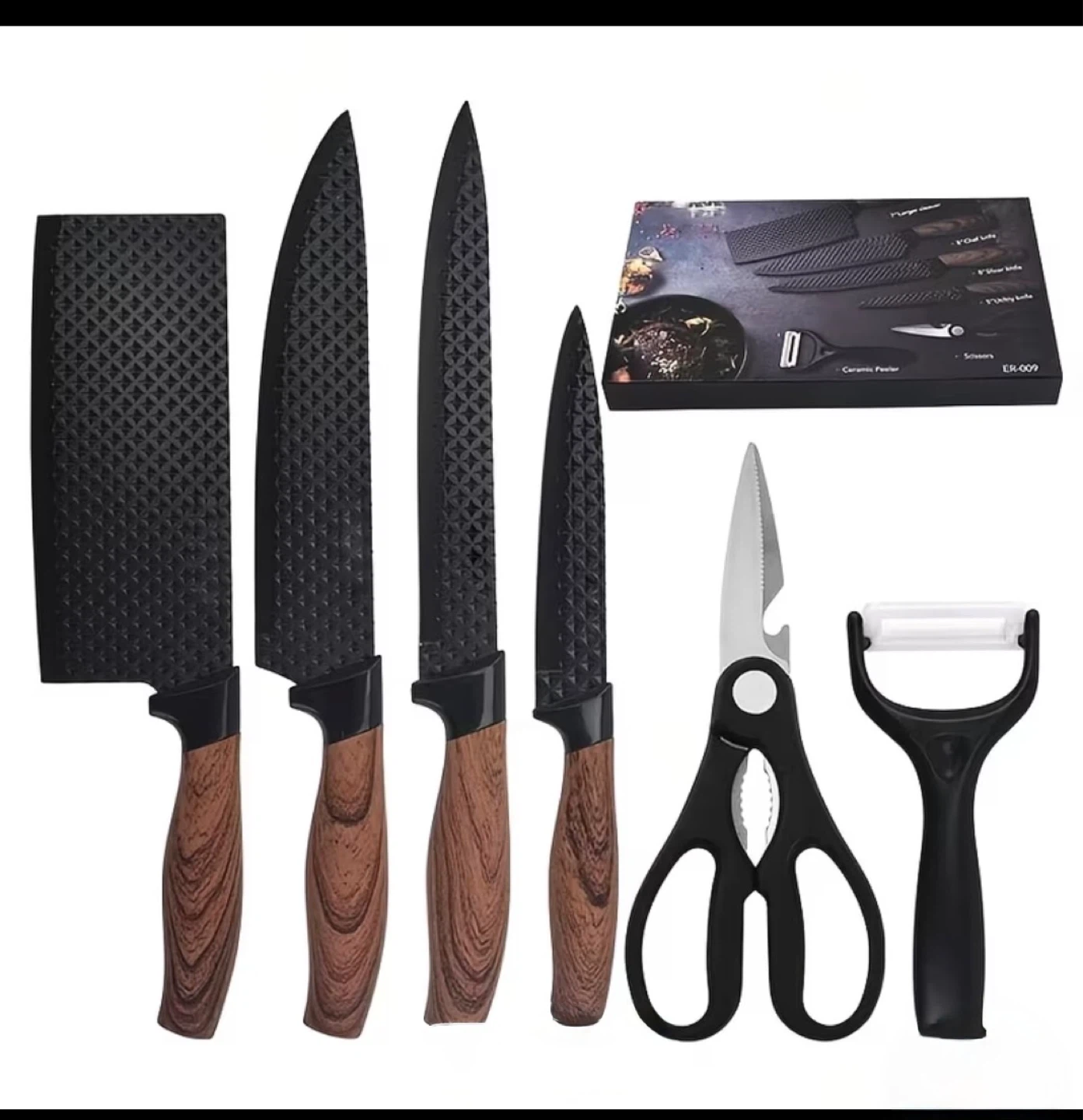 Ceramic Kitchen Knife Set with Peeler and Scissors
