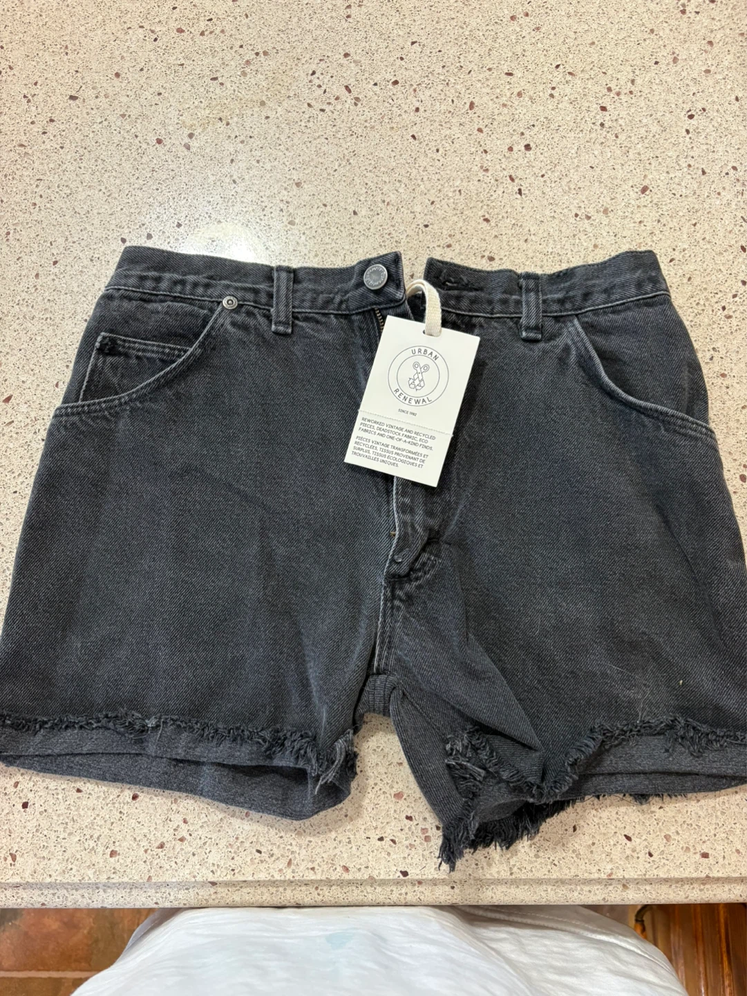 Urban Renewal Reworked Denim Shorts - Black/Light Blue- Size S