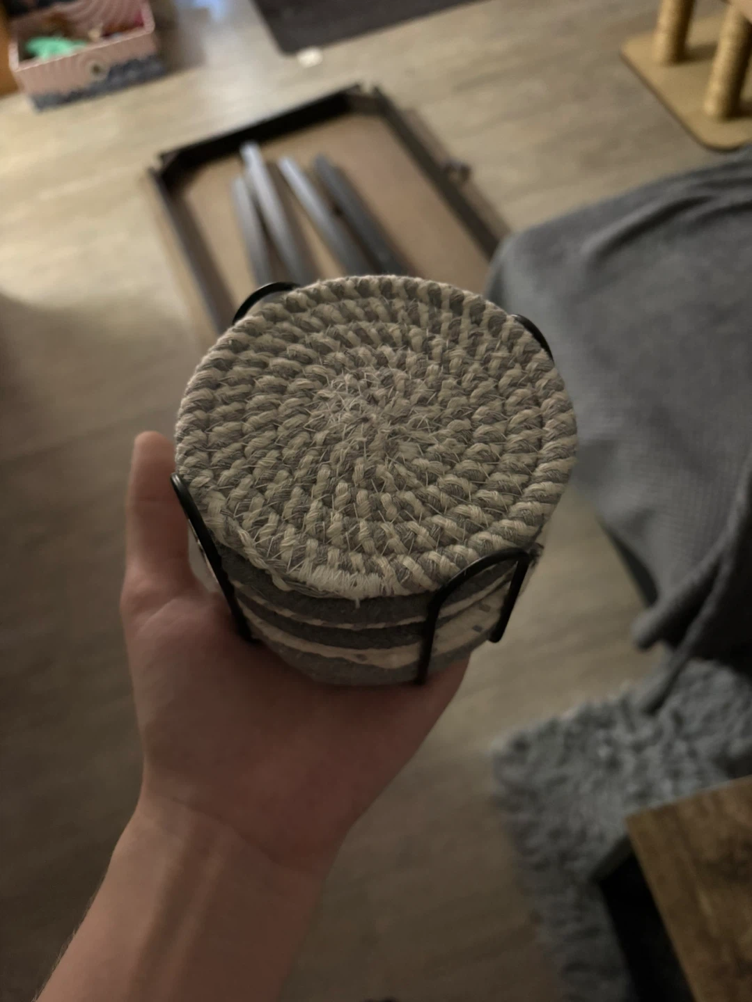Set of 8 Woven Coasters with Holder