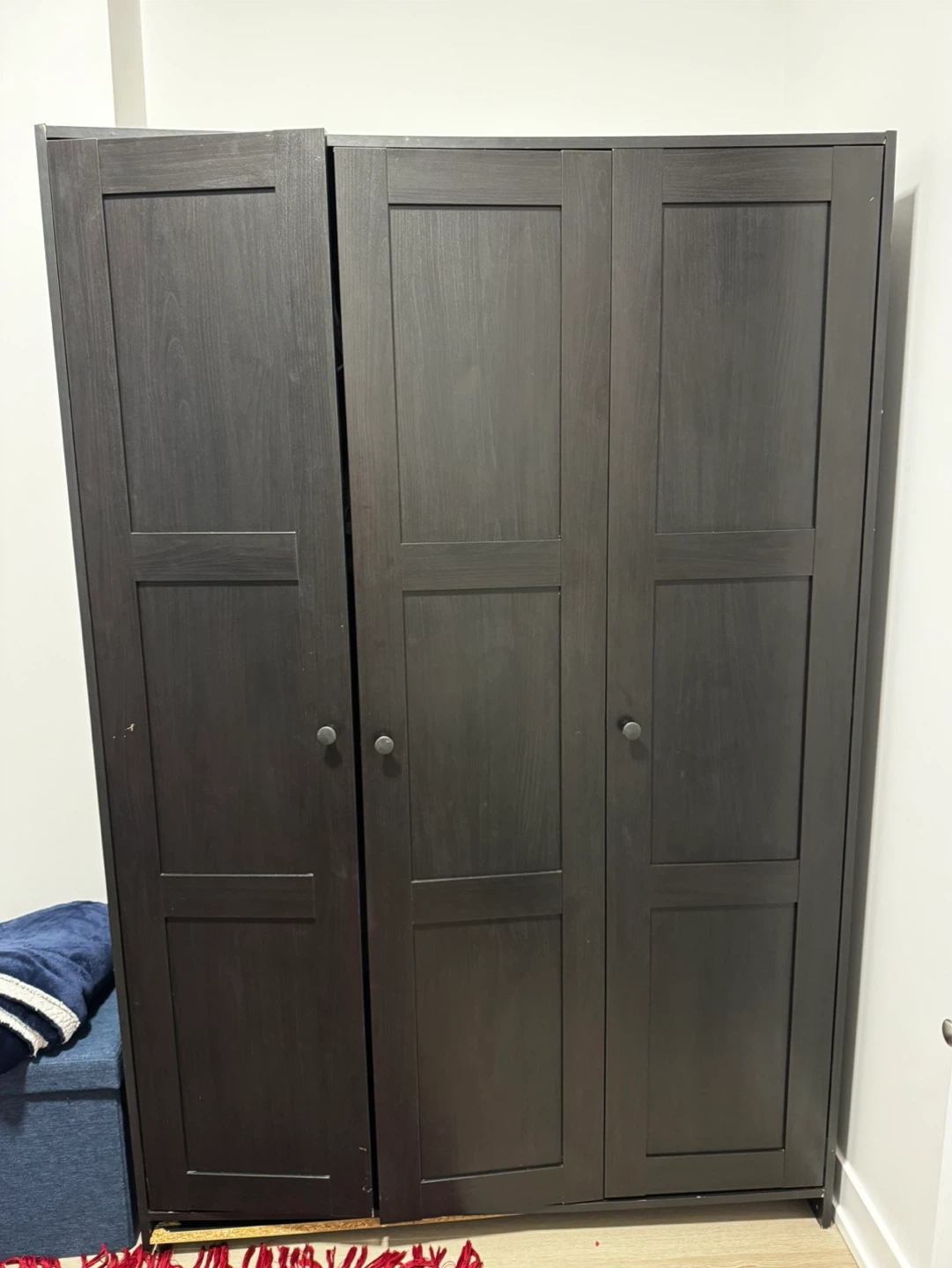 Dark Wood Wardrobe with 3 Doors