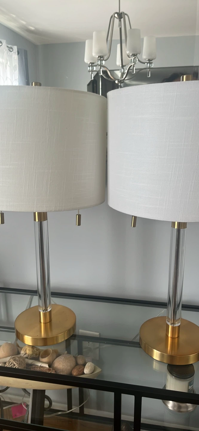 Gold and Clear Acrylic Table Lamp