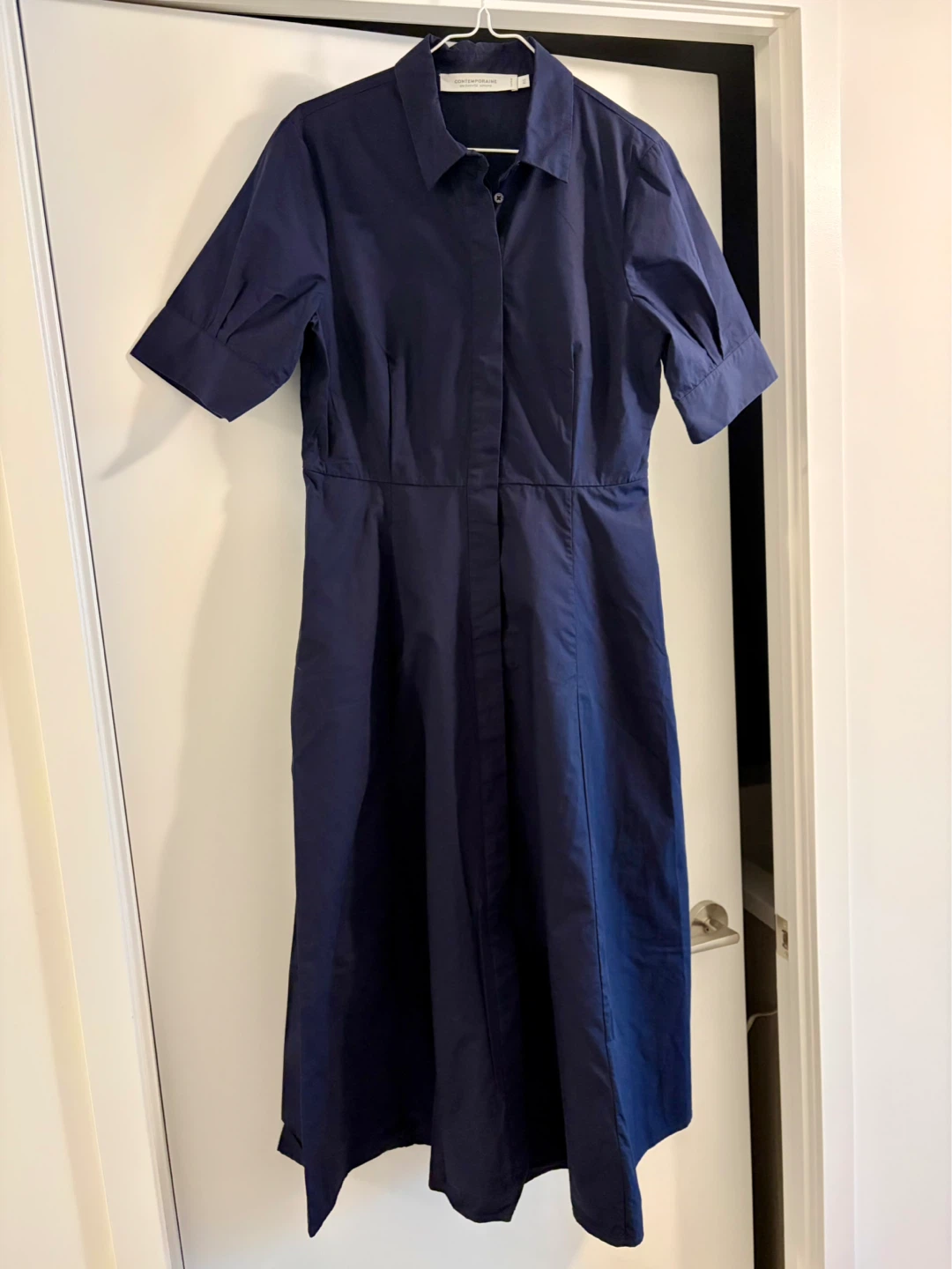Simons Contemporaine Small Navy Collared Midi Dress