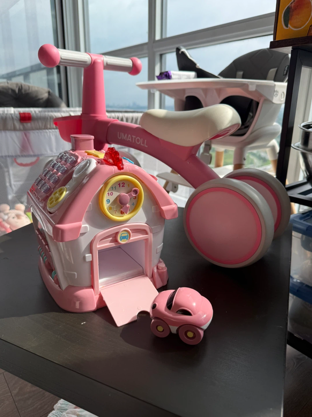 UMATOLL Pink Baby Balance Bike and Toy House