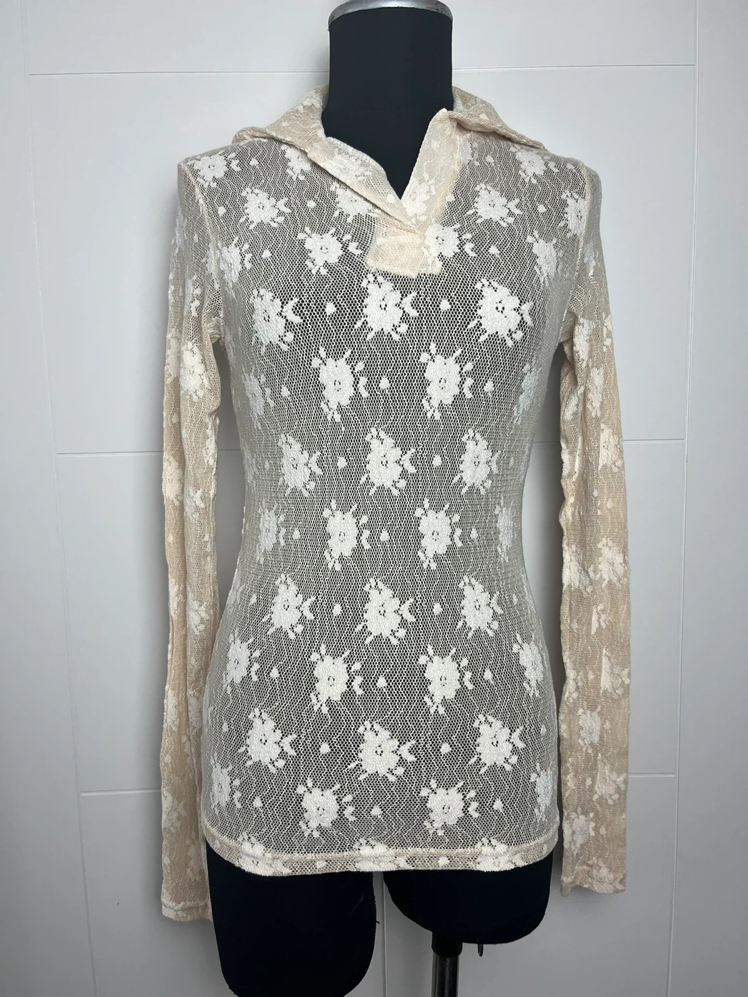 Sheer Lace Floral Long Sleeve Top