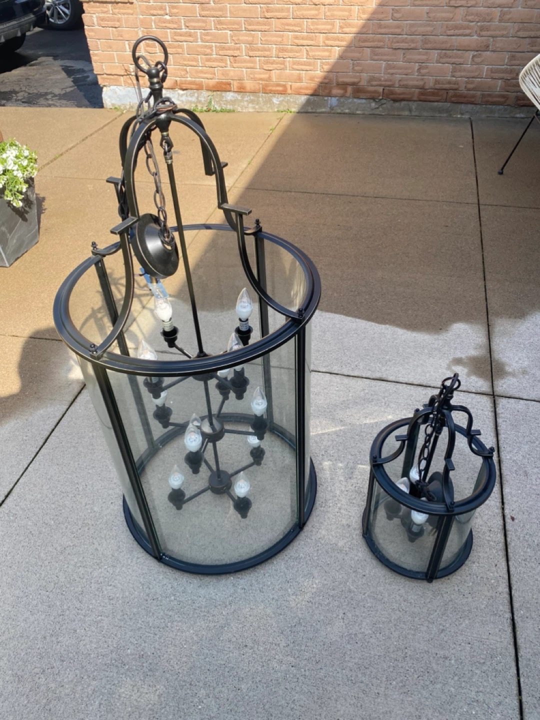 Black Metal Lantern Pendant Lights with Glass - photo 2