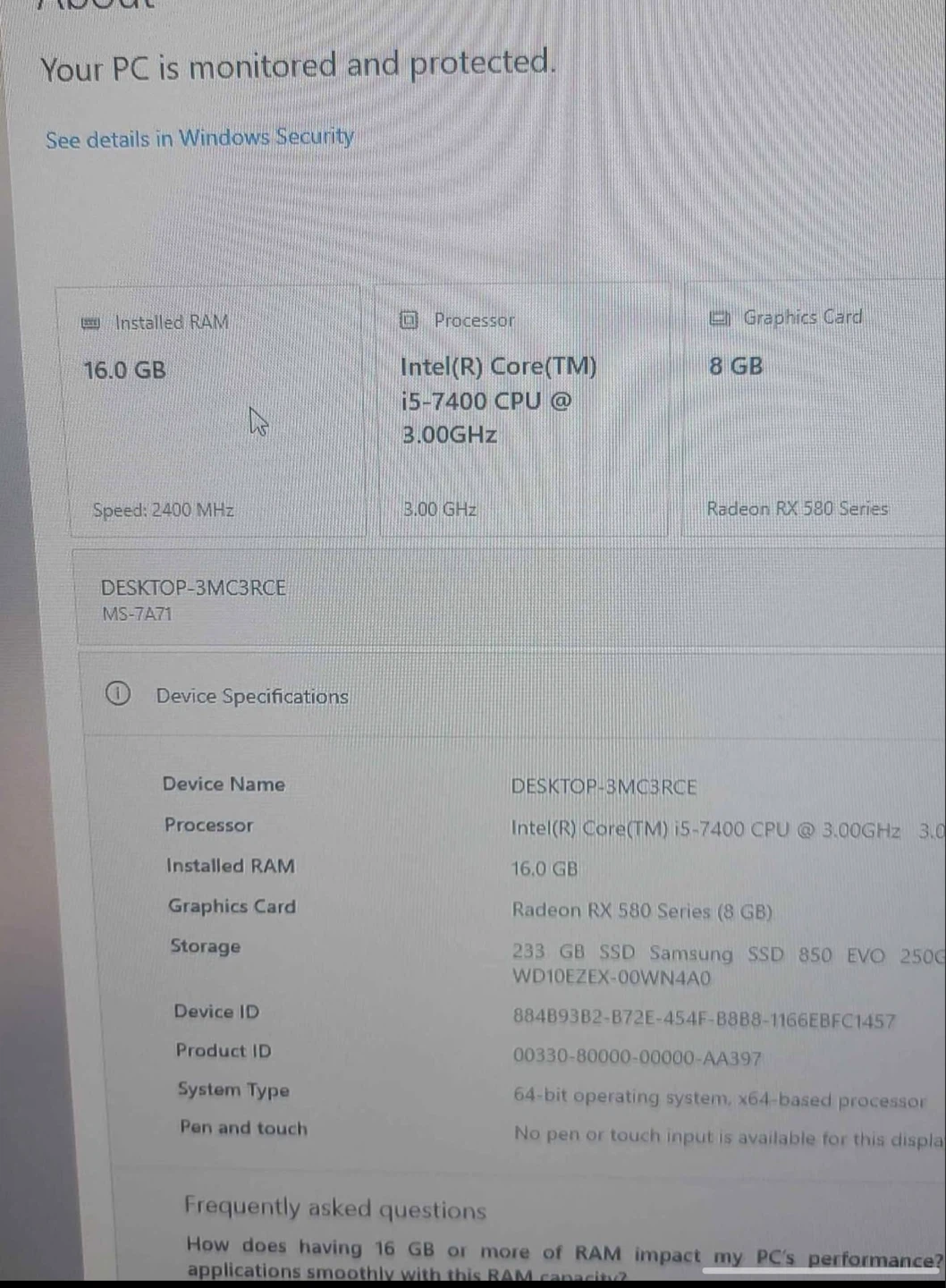 Gaming PC 16GB RAM SSD, Radeon RX 580 - photo 3