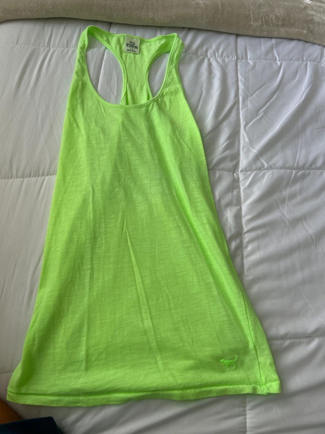 Pink Victoria's Secret Racerback Tank Top - Neon Green - S/P