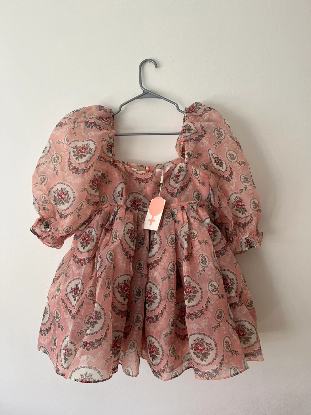 Pink Floral Puff Sleeve Dress