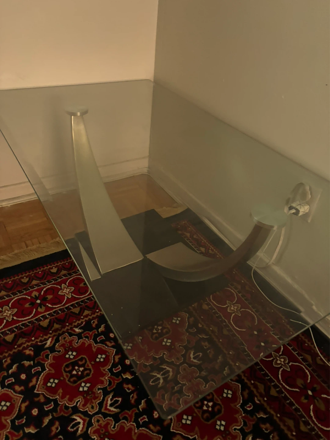Glass Coffee Table with Metal Base