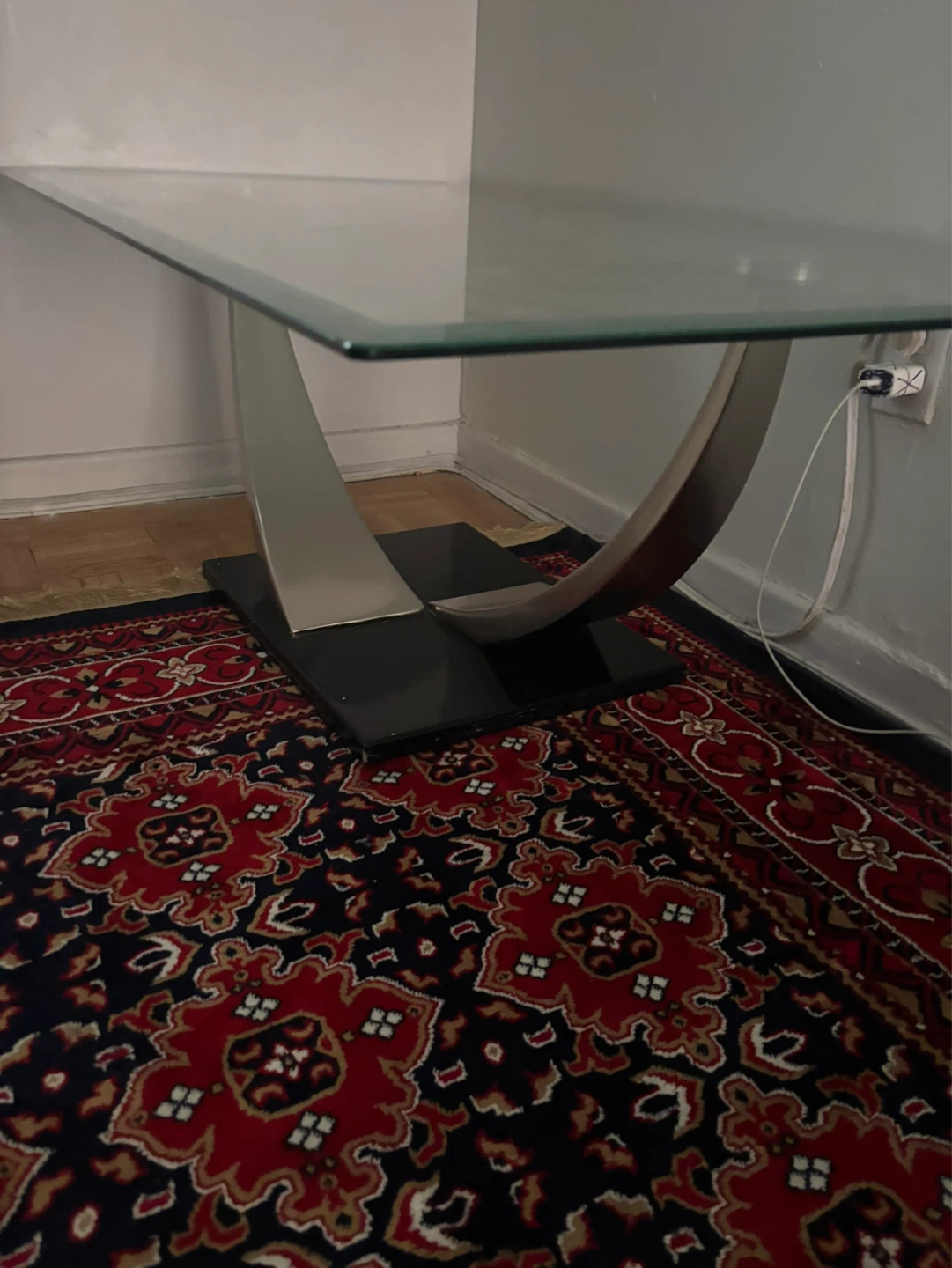 Glass Coffee Table with Metal Base - photo 2