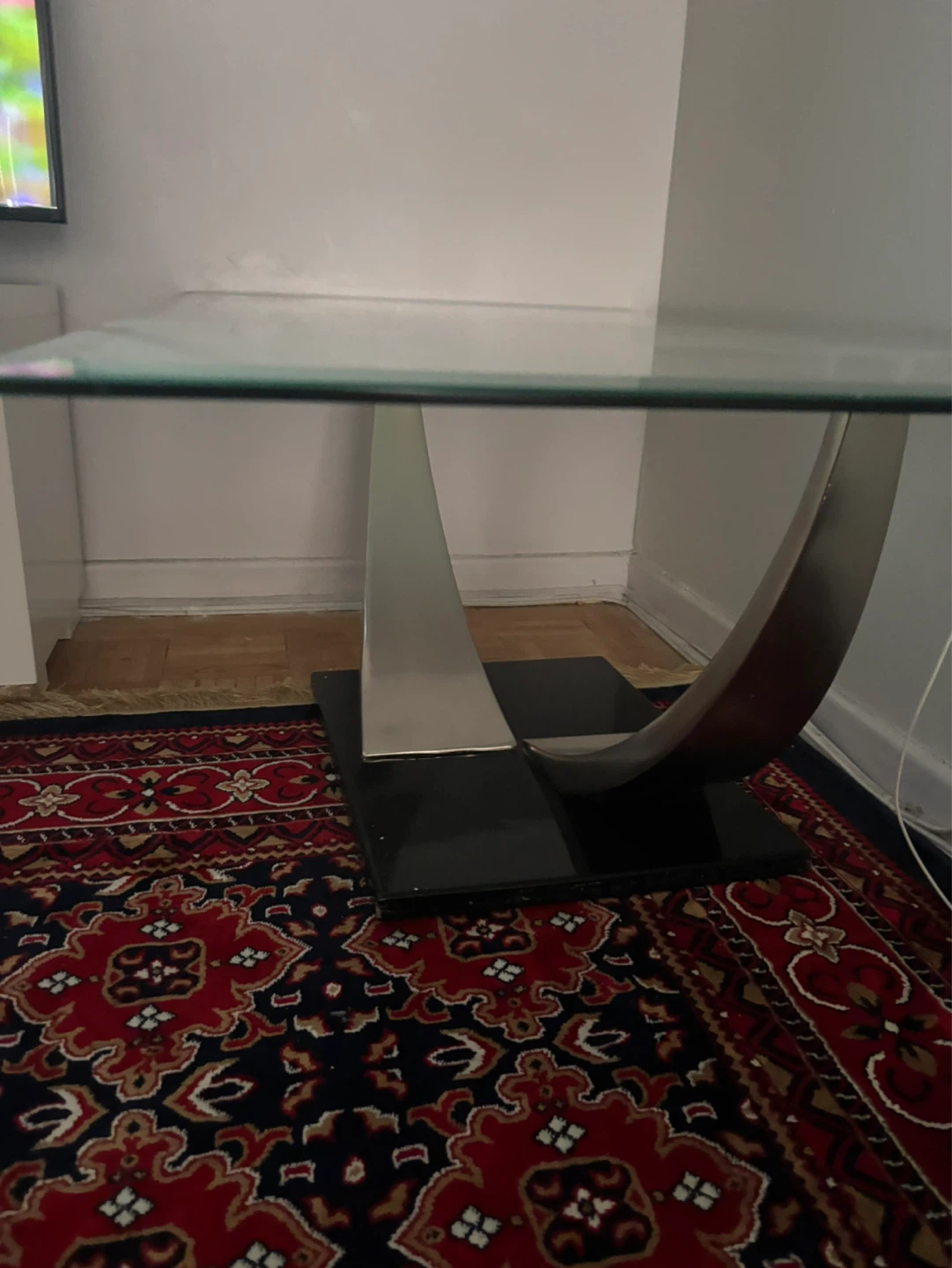 Glass Coffee Table with Metal Base - photo 3