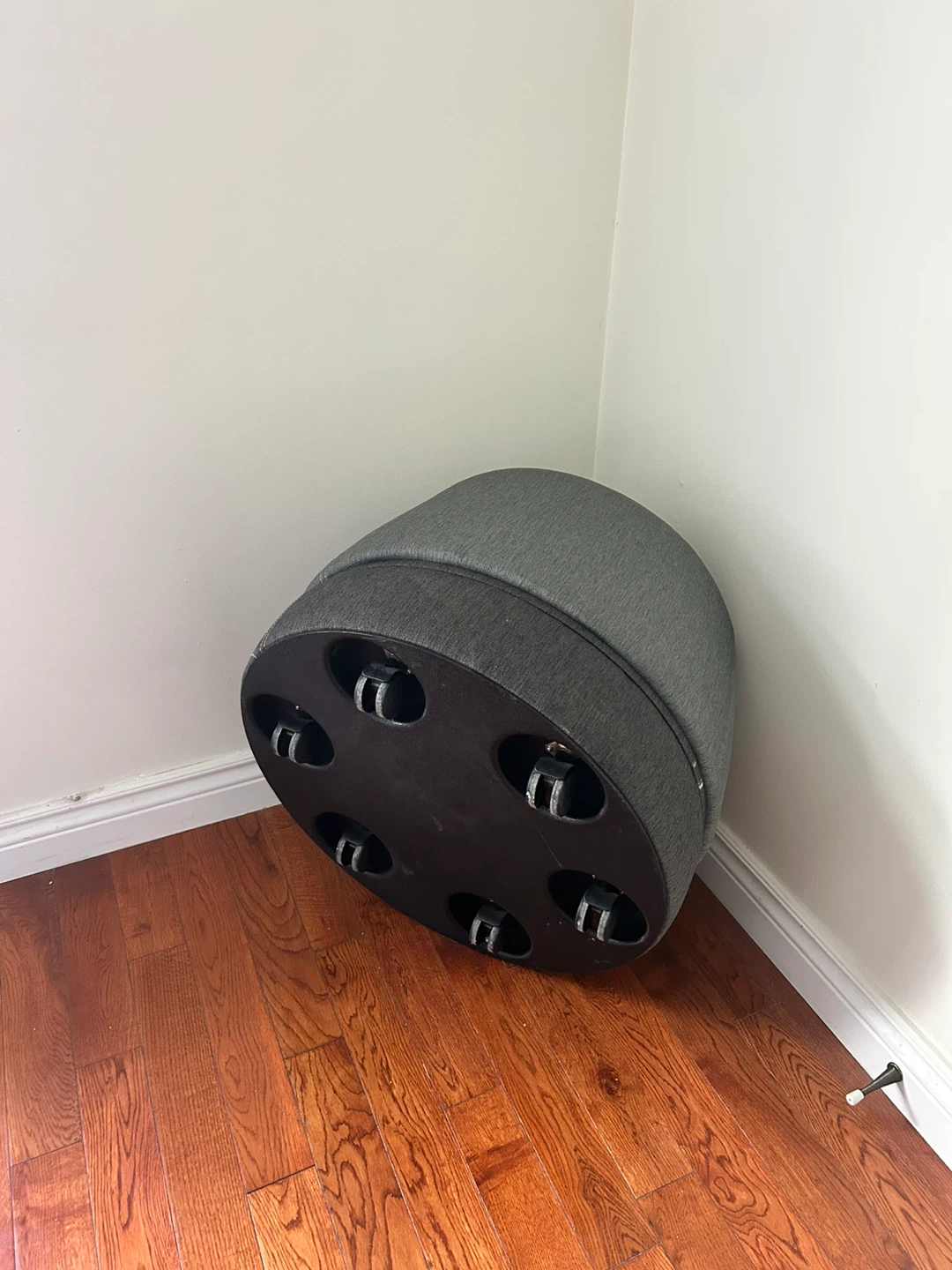 Grey Fabric Ottoman with Wheels - photo 5