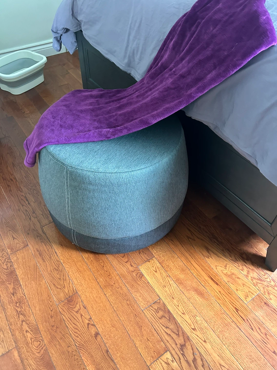 Grey Fabric Ottoman with Wheels - photo 2