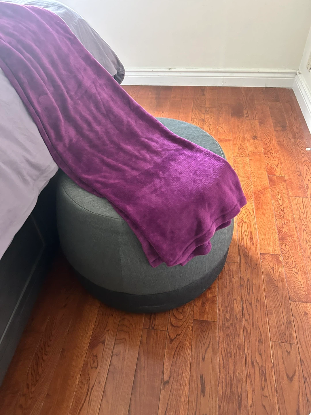 Grey Fabric Ottoman with Wheels - photo 3