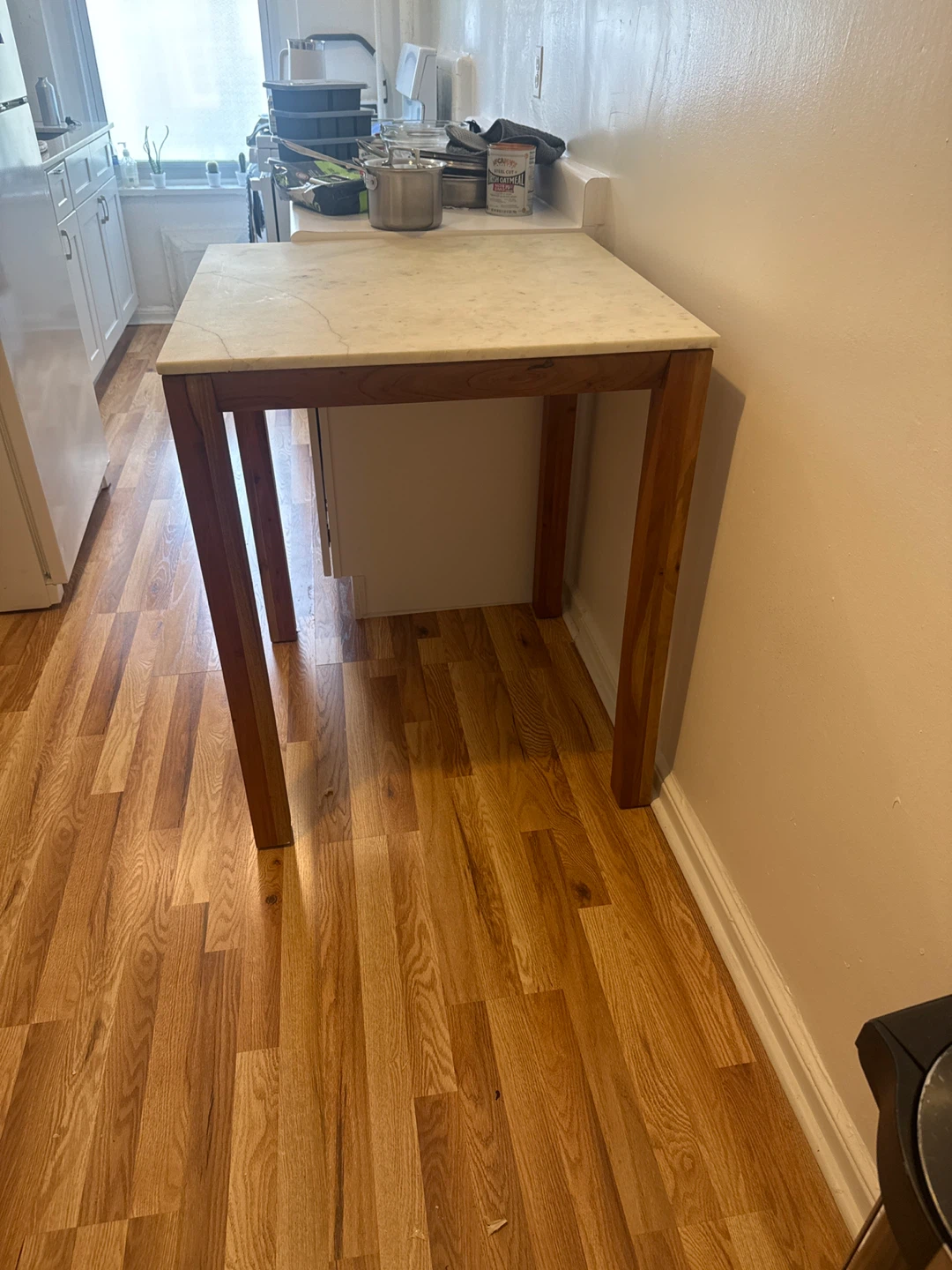 Marble Top Table with Wooden Legs