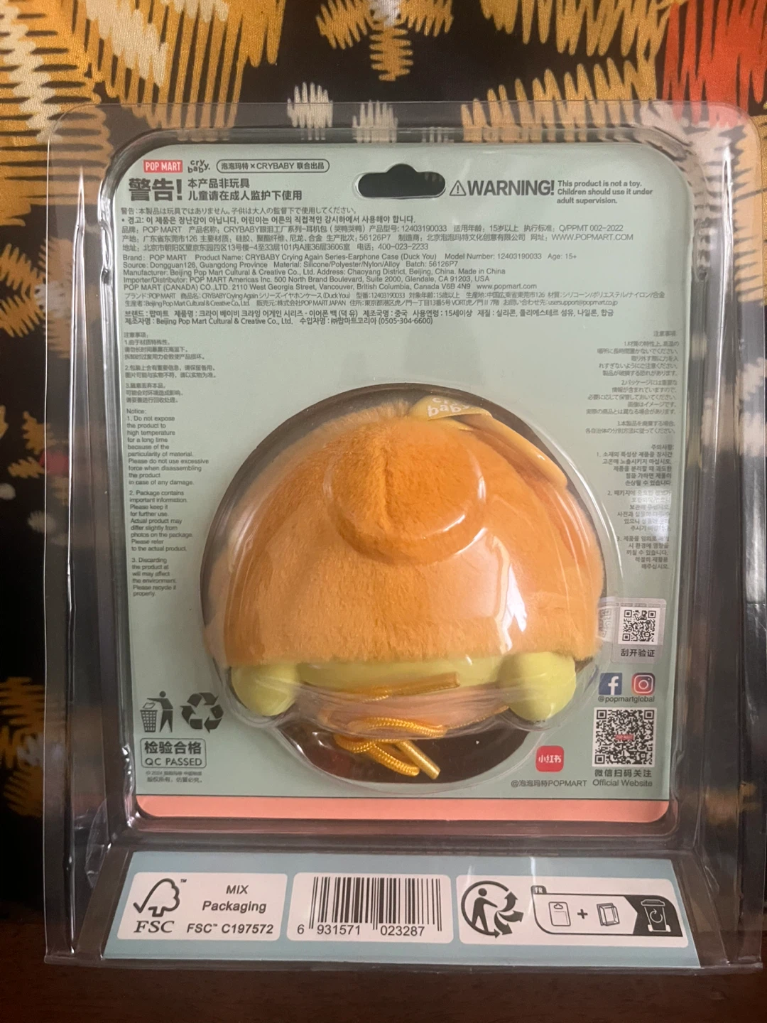 Pop Mart Crybaby “ Duck You “  "Crying Again" Earphone Case - photo 2