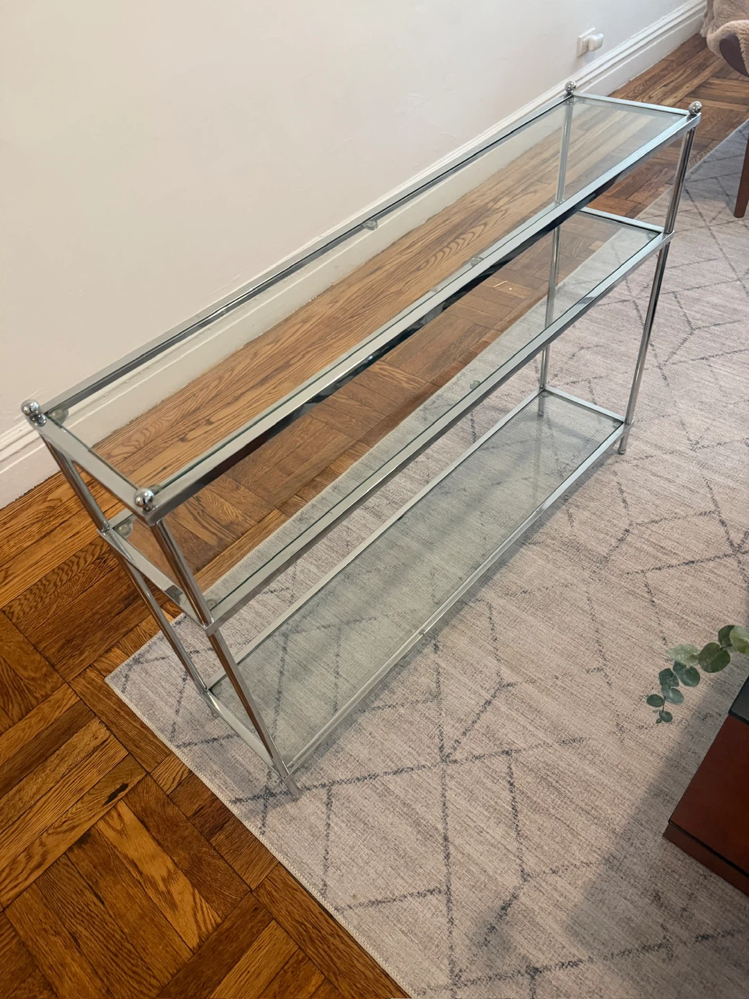Glass and Chrome Console Table Shelf