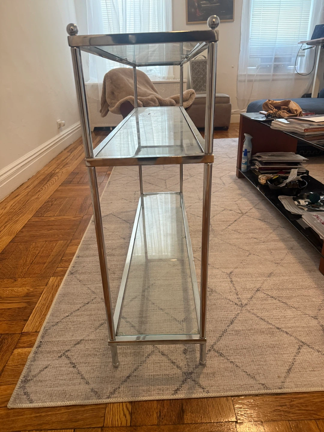 Glass and Chrome Console Table Shelf - photo 2