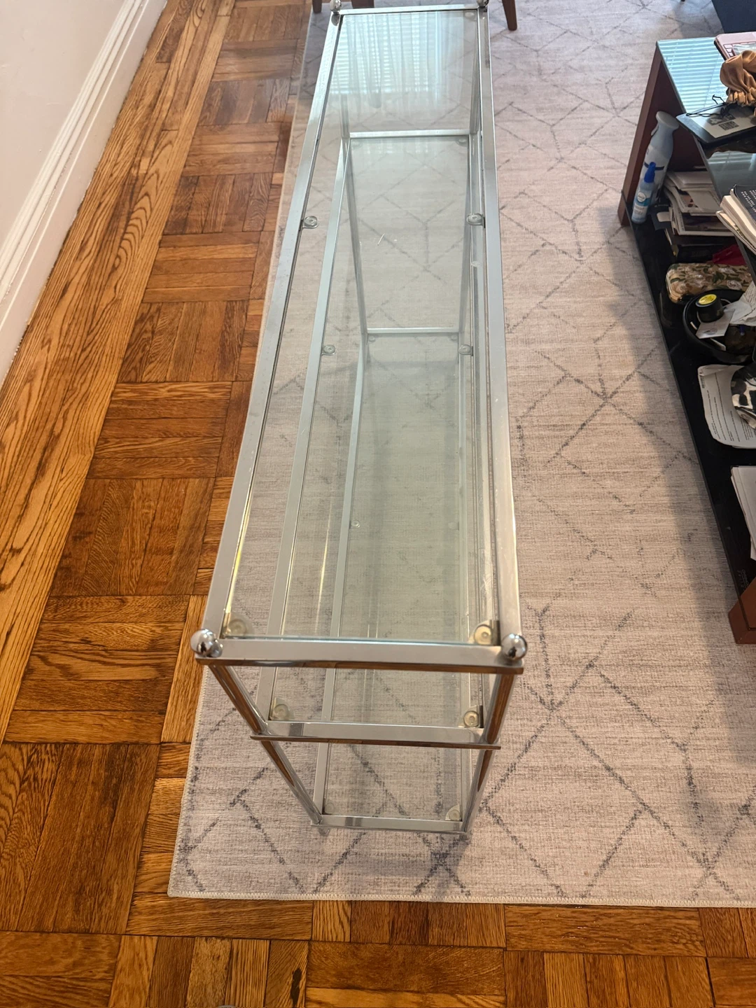 Glass and Chrome Console Table Shelf - photo 3