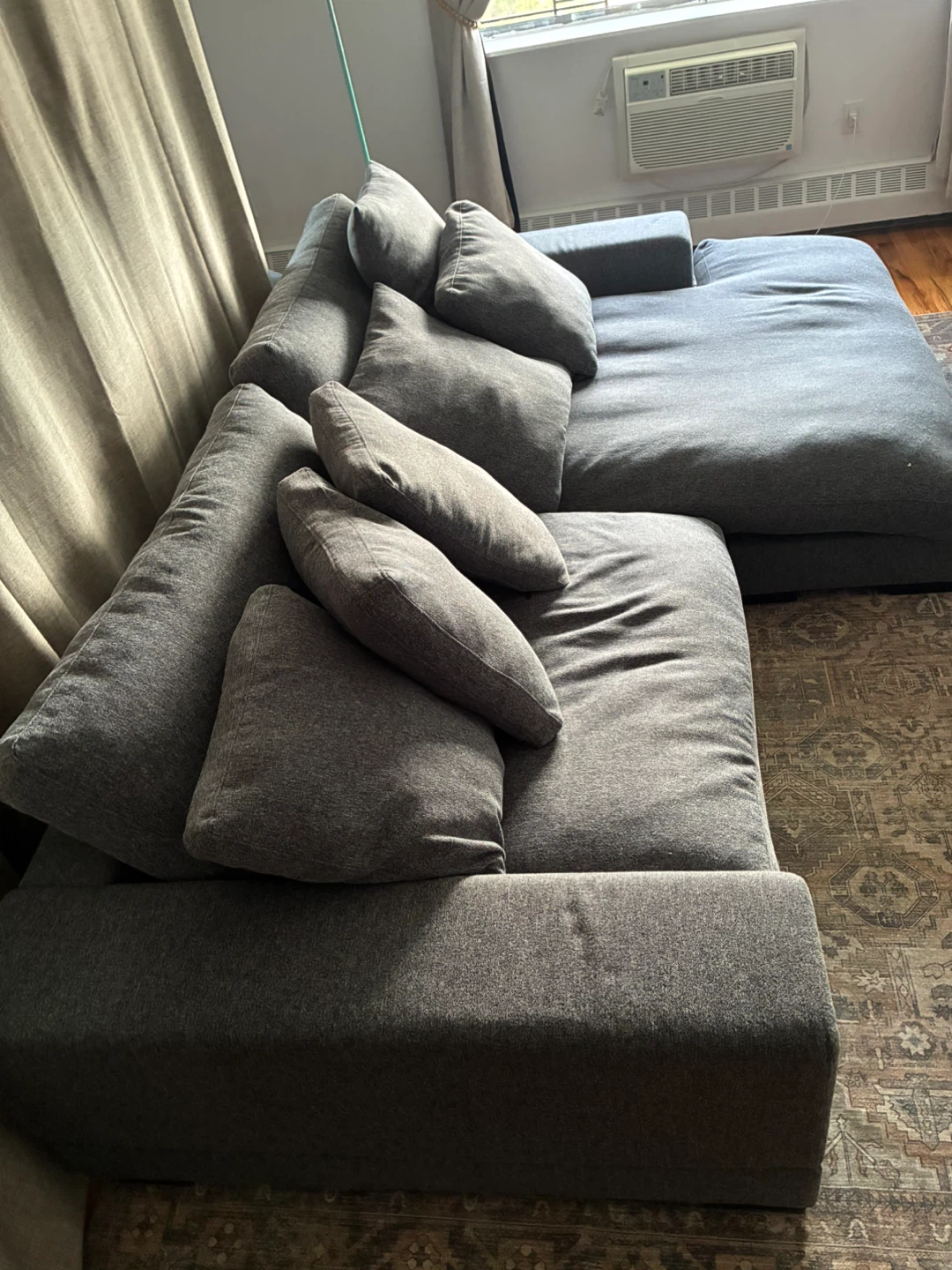 Gray Sectional Sofa with Pillows