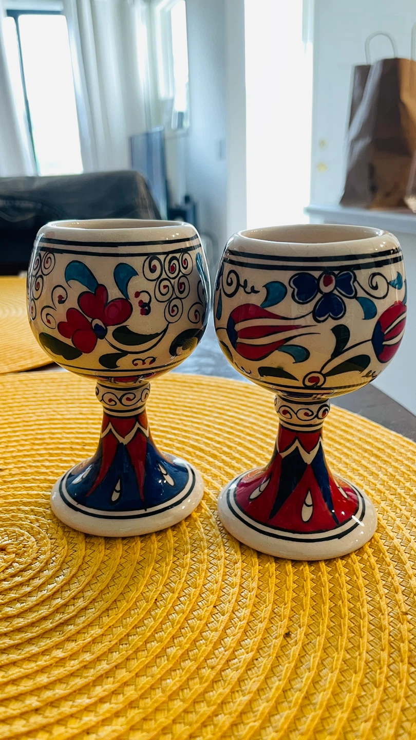 Handmade Ceramic Decorative Goblets - Set of 2