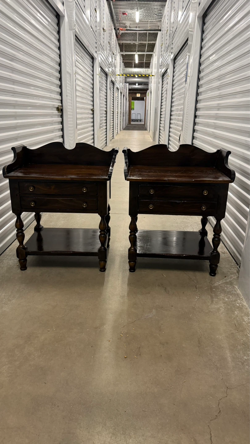 Pair of vintage dark wood nightstands