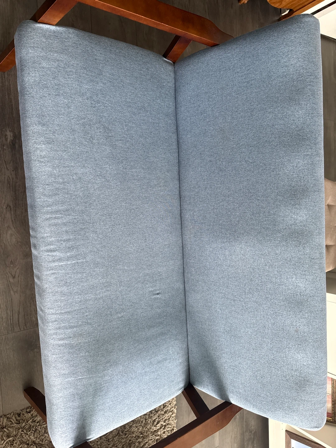 Blue Upholstered Loveseat with Wooden Frame - photo 3