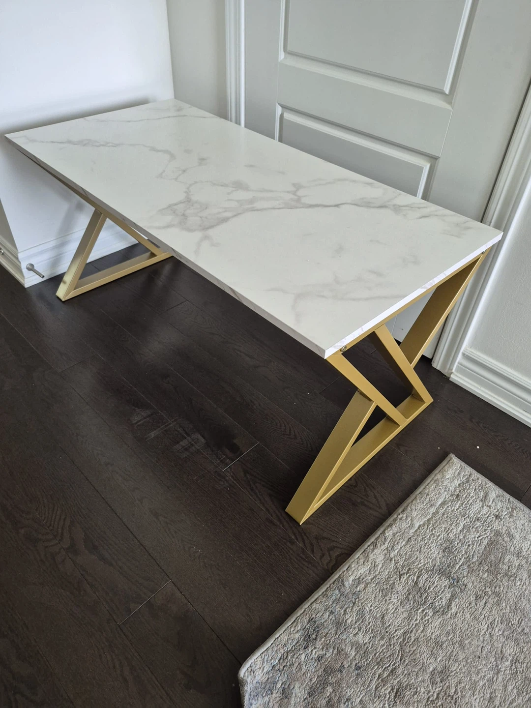 Modern Marble Top Coffee Table with Gold Legs
