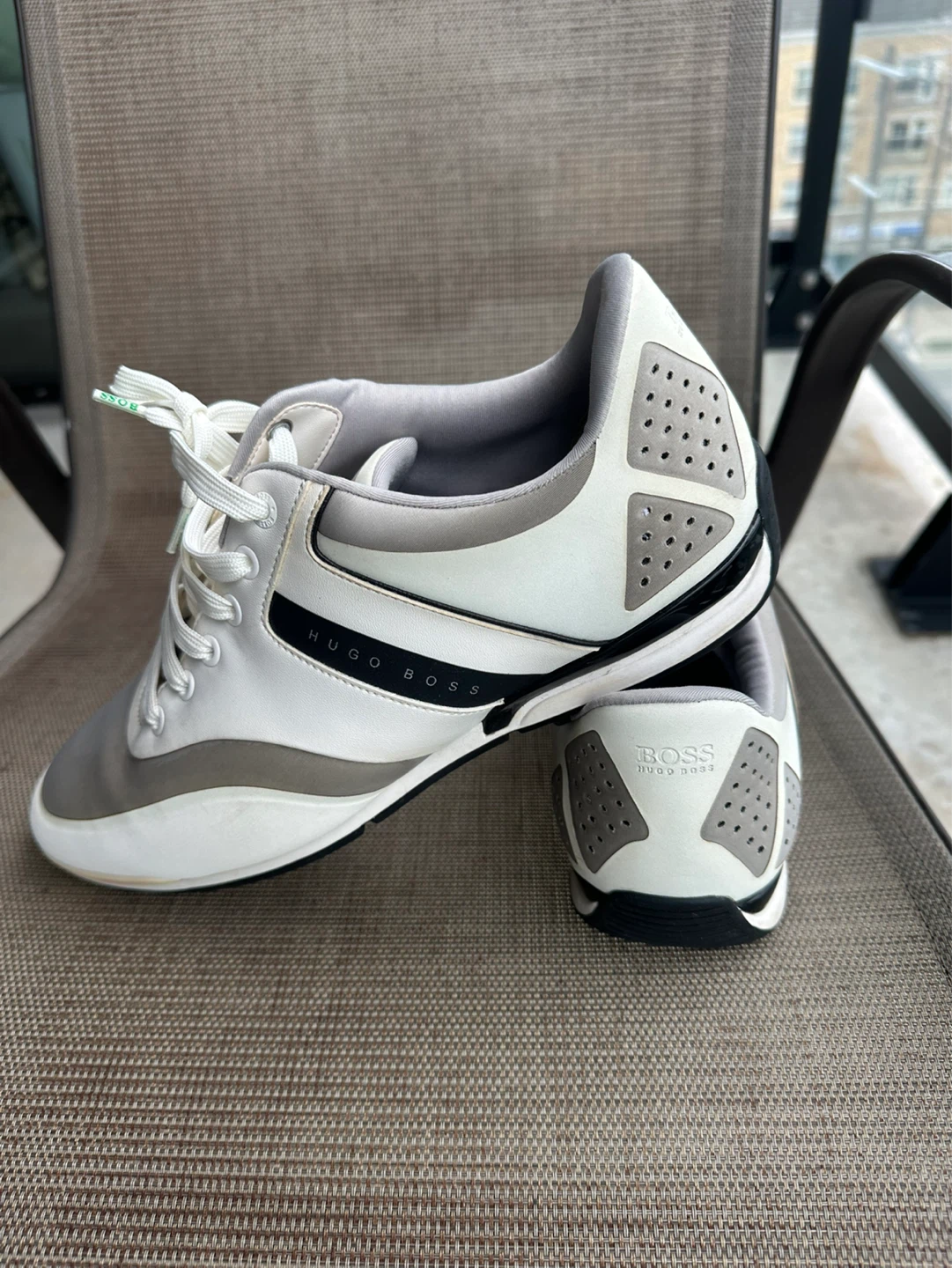 HUGO BOSS White & Grey Leather Sneakers - photo 2