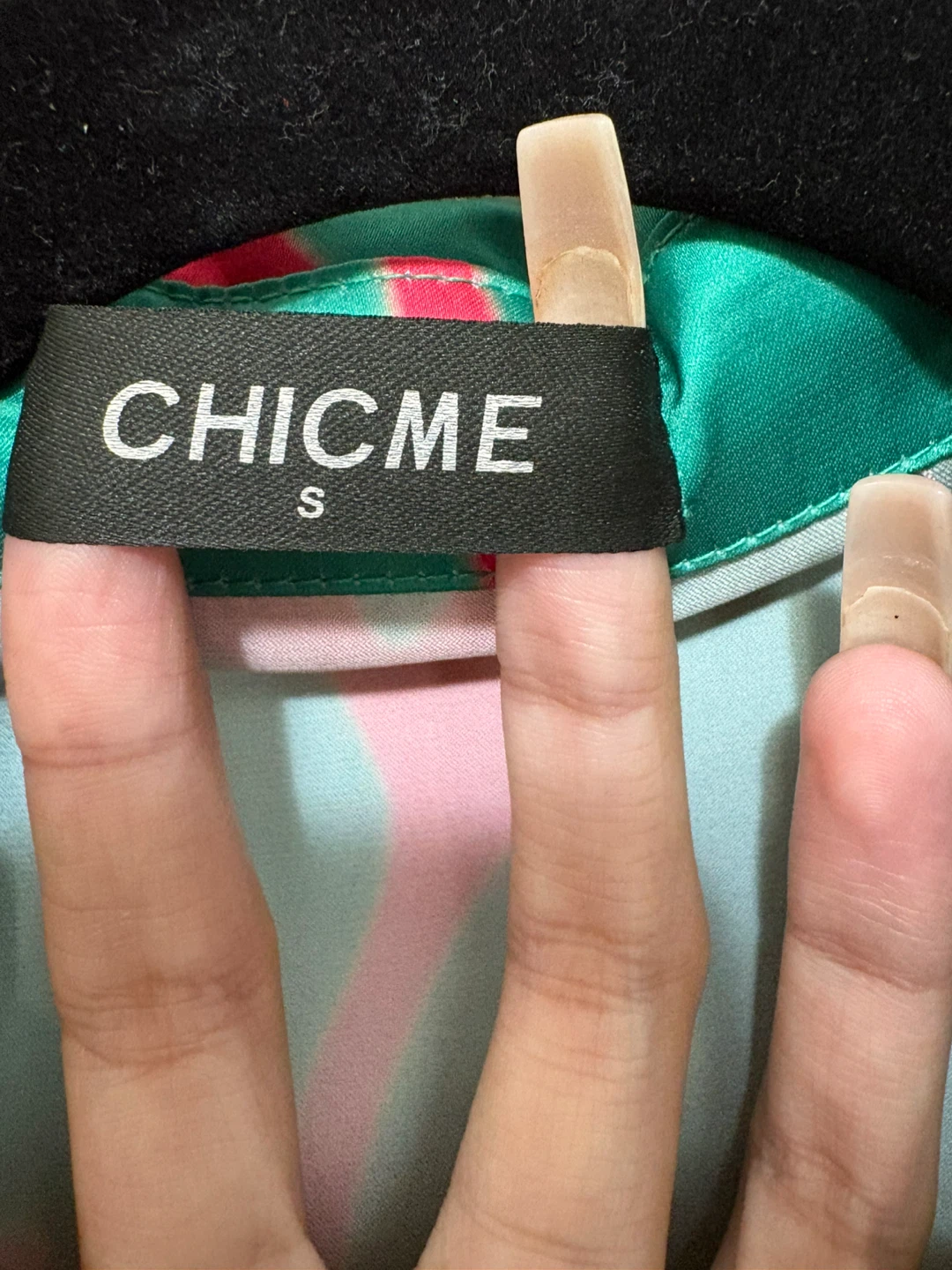 Chicme Green & Pink Patterned Shirt Dress - photo 4