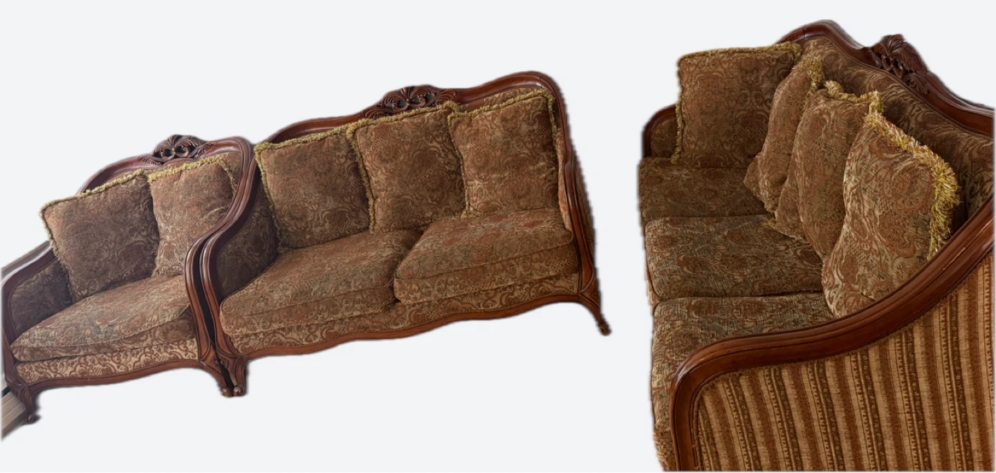Vintage Wood Sofa Set