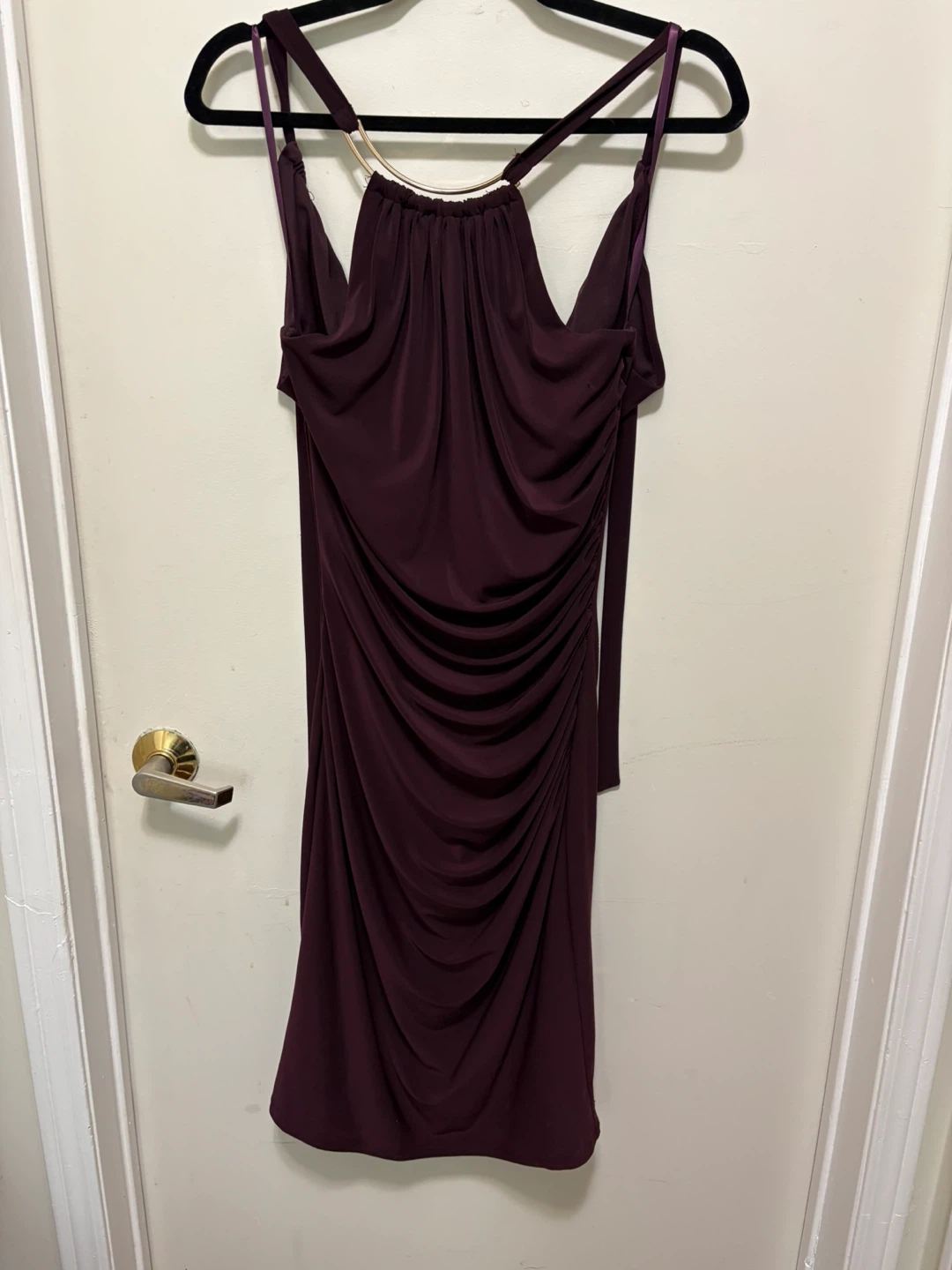 Le Château Burgundy Ruched Halter Dress M/M