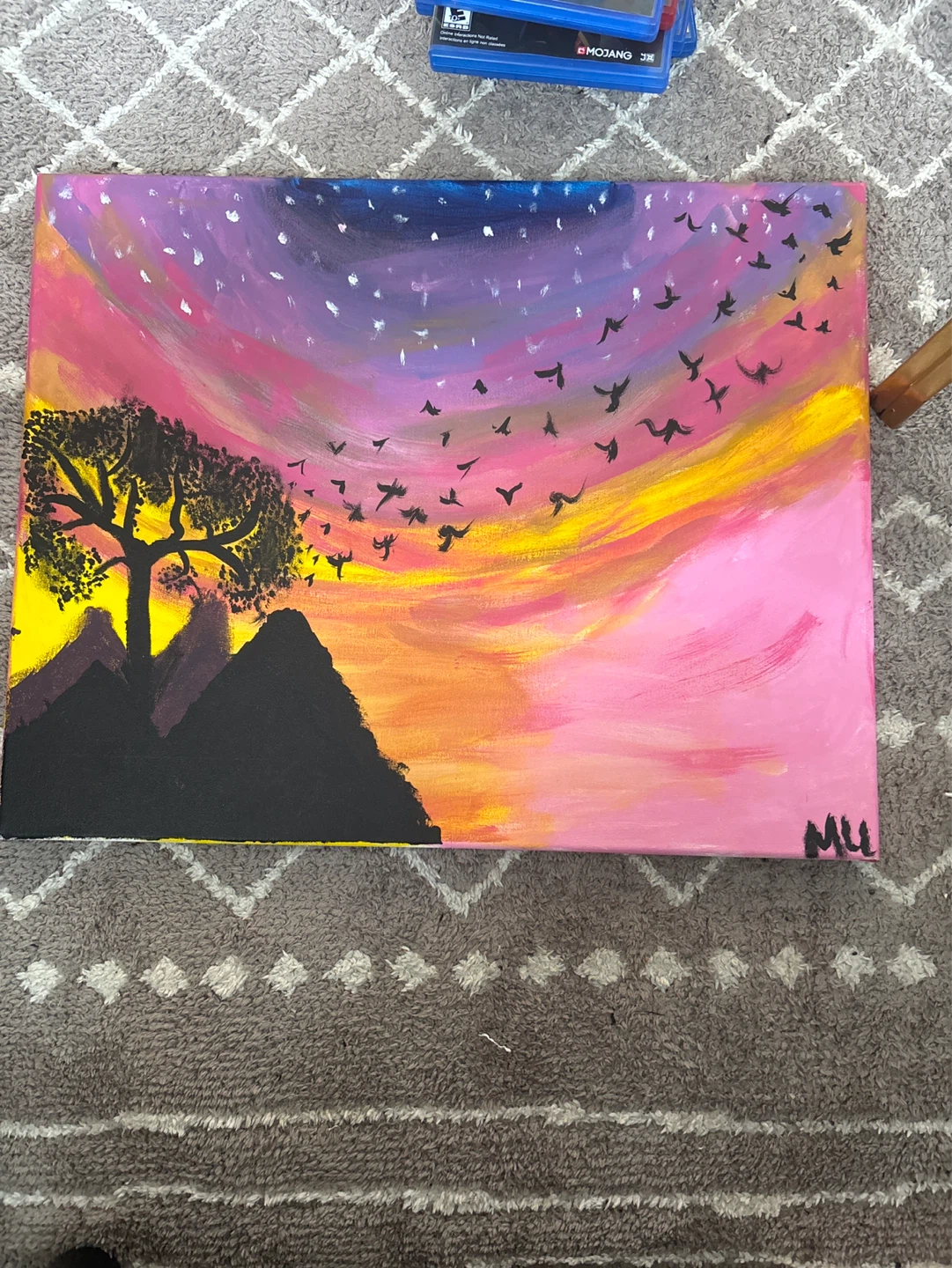 Hand-painted Sunset Landscape Canvas Art