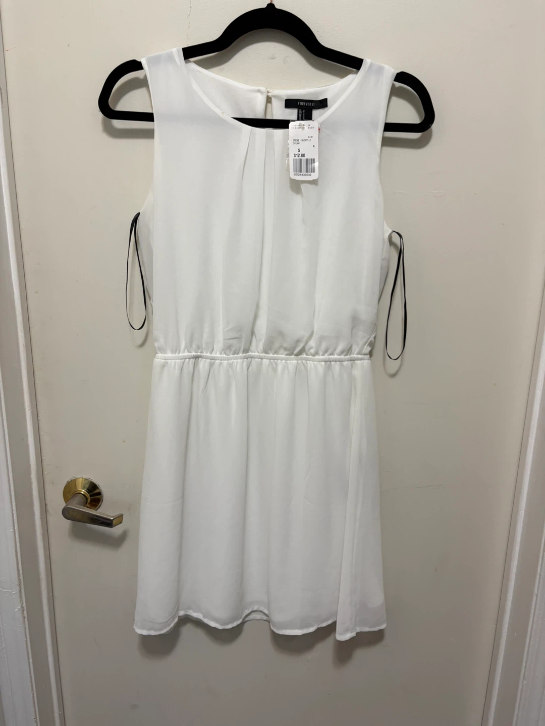 Forever 21 White Cream Short Sleeve Dress Size S