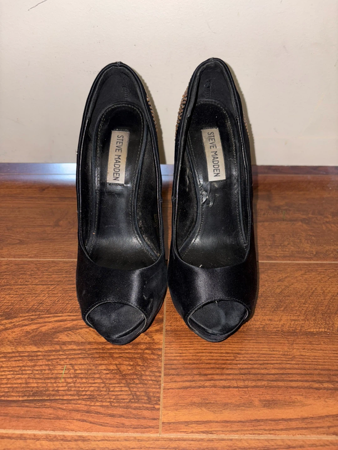 Steve Madden Black Peep-Toe Heels- 6.5