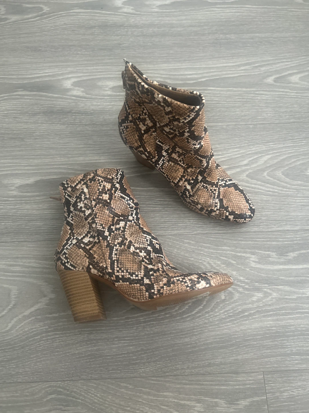 ALDO Snake Print Heeled Ankle Boots Size 7