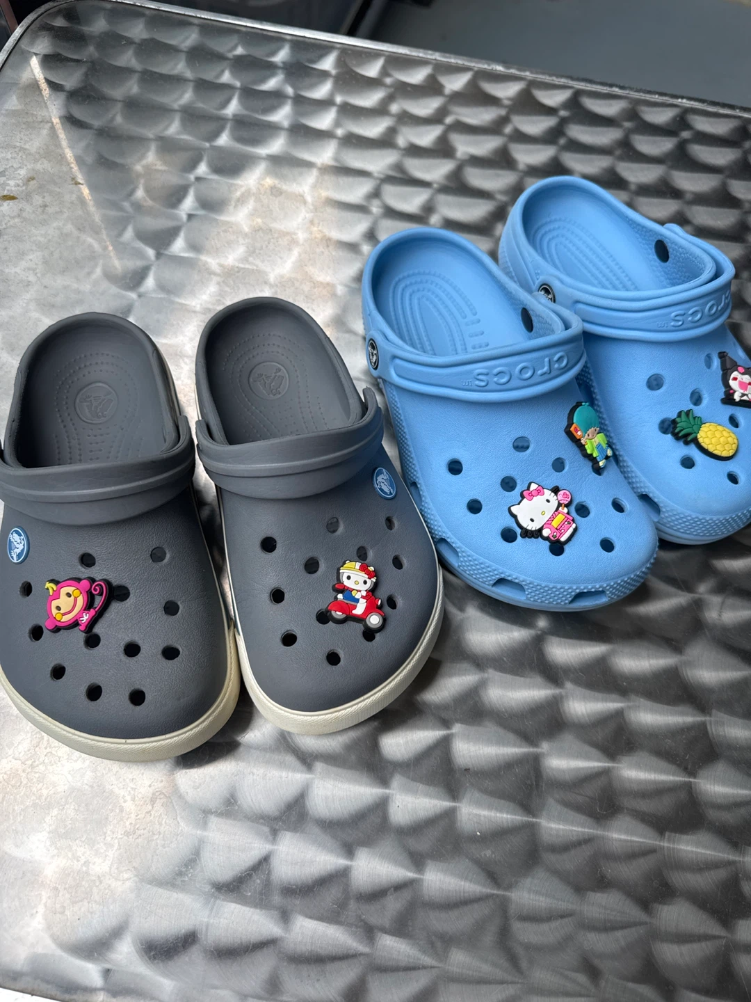 Crocs Clogs with Charms (Blue & Grey)