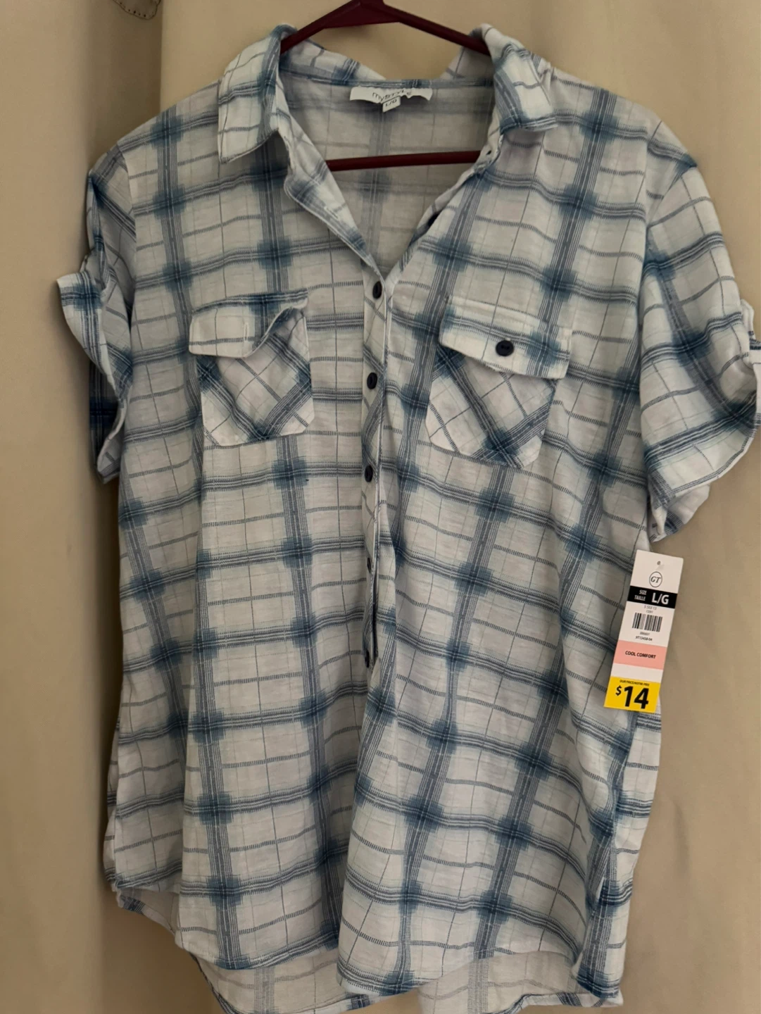 BRAND NEW MyStyle Plaid Button-Up Shirt