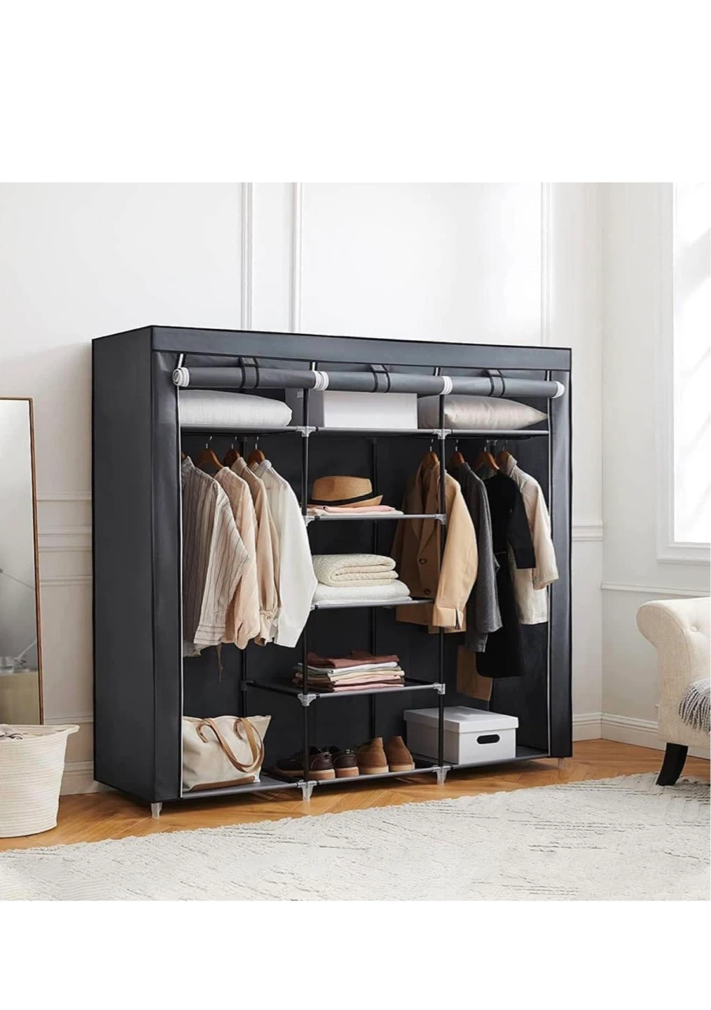SONGMICS Dark Grey Portable Wardrobe