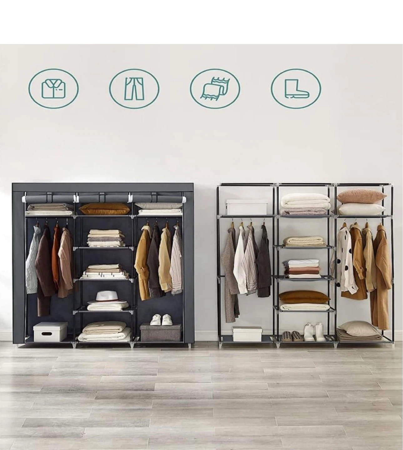 SONGMICS Dark Grey Portable Wardrobe - photo 4