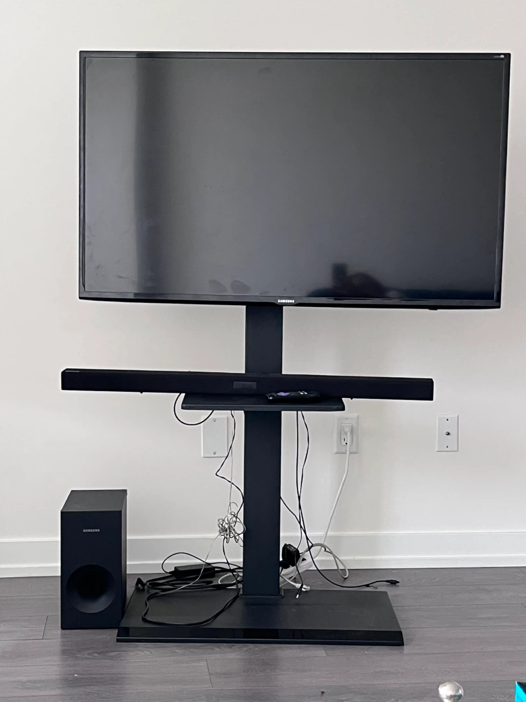 Samsung TV with Soundbar and Subwoofer